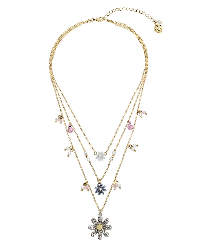 Betsey Johnson Faux Stone Daisy Layered Necklace