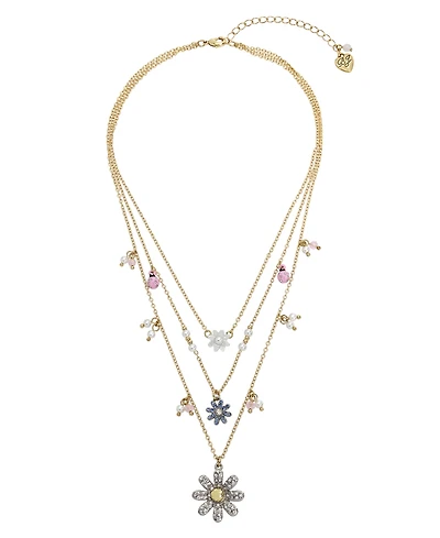 Betsey Johnson Faux Stone Daisy Layered Necklace