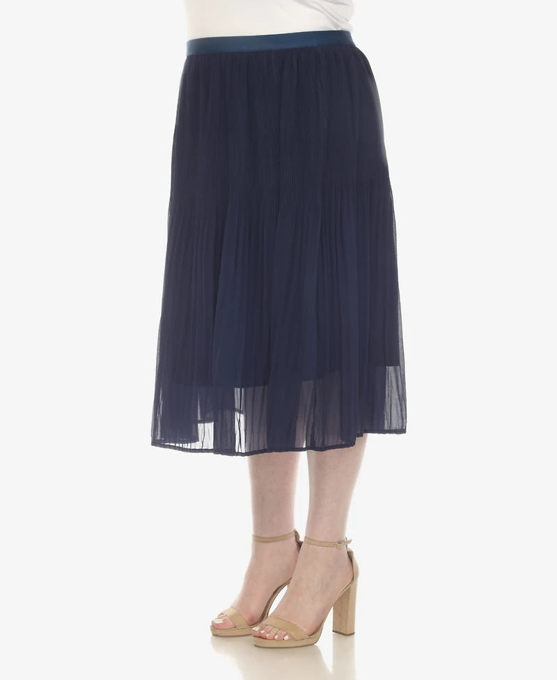 White Mark Plus Pleated Chiffon Midi Skirt