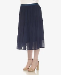 White Mark Plus Pleated Chiffon Midi Skirt