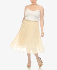 White Mark Plus Pleated Chiffon Midi Skirt