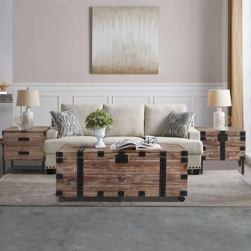 Streamdale Gray Trunk Table Set with Large Storage