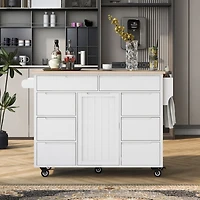 Streamdale Rubber Wood Countertop Kitchen Cart with 8 Drawers