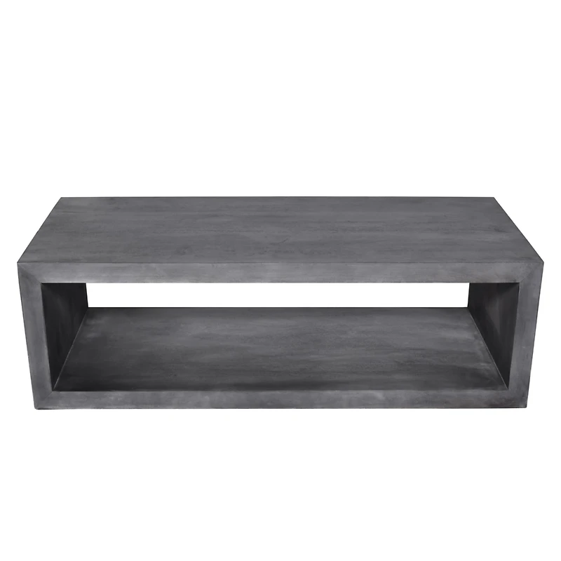 Streamdale Furniture 58" Cube Shaped Wooden Coffee Table With Open Bottom Shelf, Charcoal Gray