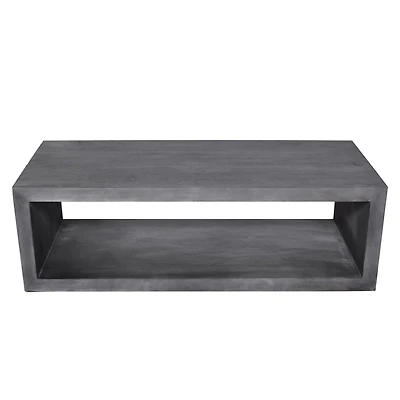 Streamdale Furniture 58" Cube Shaped Wooden Coffee Table With Open Bottom Shelf, Charcoal Gray