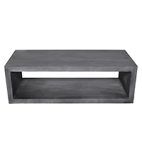 Streamdale Furniture 58" Cube Shaped Wooden Coffee Table With Open Bottom Shelf, Charcoal Gray
