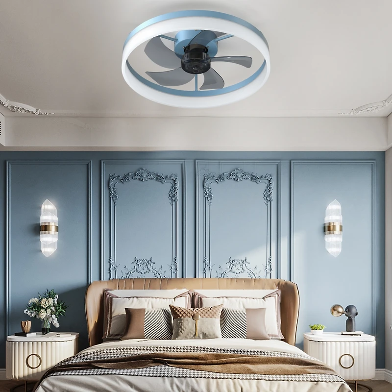 Streamdale Dimmable Led Ceiling Fan with Ultra-Thin Profile (Blue)