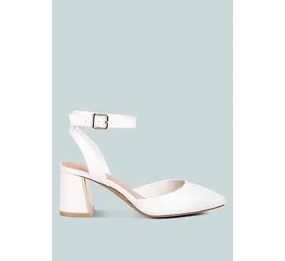 hyatt metallic sling block heel sandals