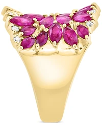 Effy Ruby (2-1/3 ct. t.w.) & Diamond (2-1/3 ct. t.w.) Marquise Floral-Inspired Cluster Ring in 14k Gold