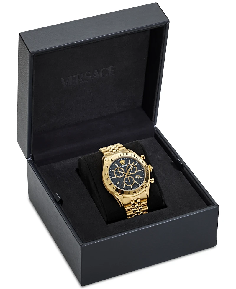 Versace Men's Swiss Chronograph Gold Ion Plated Stainless Steel Bracelet Watch 44mm