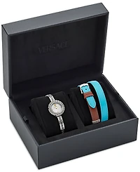 Versace Women's Swiss Stainless Steel Bangle Bracelet Watch 28mm Set