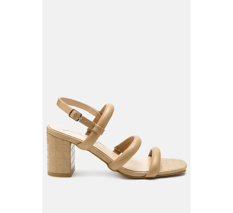 Slater Croc Skin Faux Leather Block Heel Sandals
