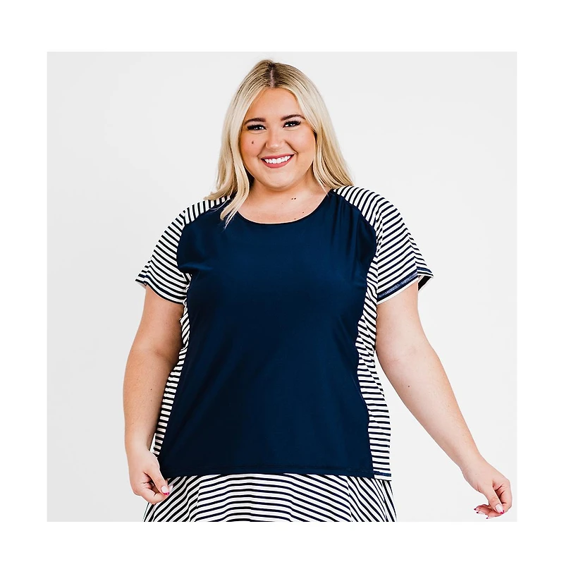 Calypsa Women's Plus Size Loose Fit Adele Swim Top