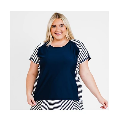 Calypsa Women's Plus Size Loose Fit Adele Swim Top