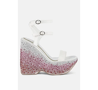 richness rhinestones embellished ultra high wedge sandals