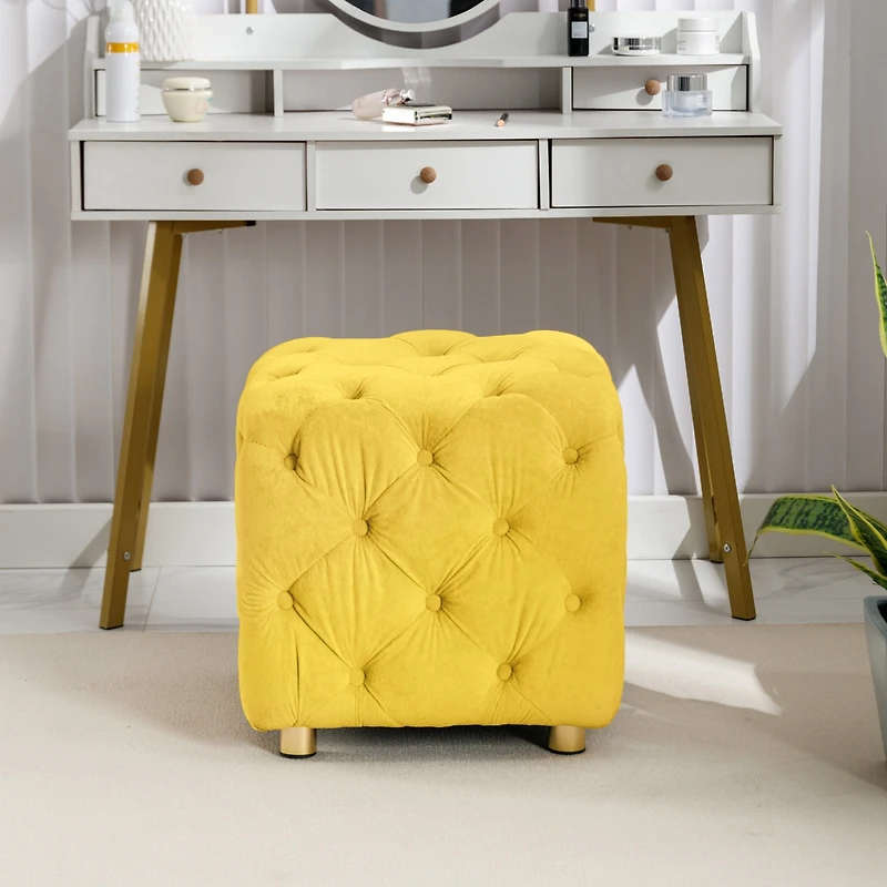 Streamdale Modern Yellow Upholstered Ottoman with End Table & Footstool