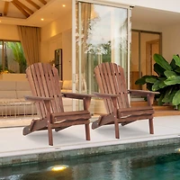 Streamdale Outdoor Folding Adirondack Chair Set - 2 Wood Lounge Chairs