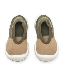 Infant Girl Boy Breathable Washable Non-Slip Sock Shoes Flat-Color Block Olive