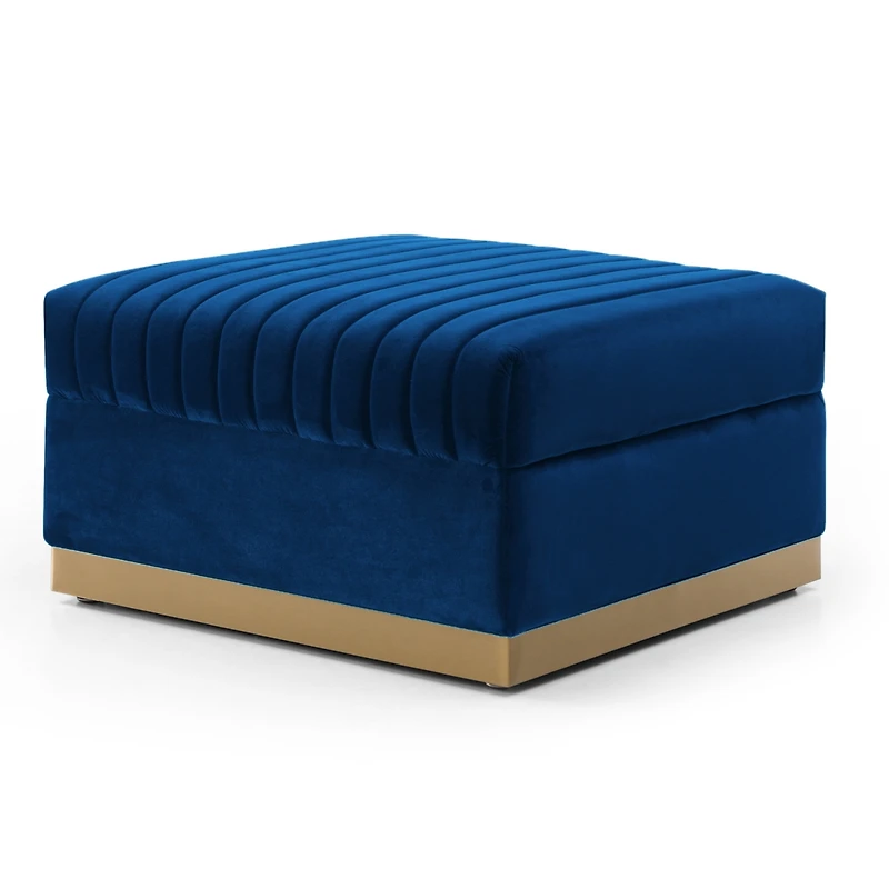 Simplie Fun Modern Blue Velvet Ottoman