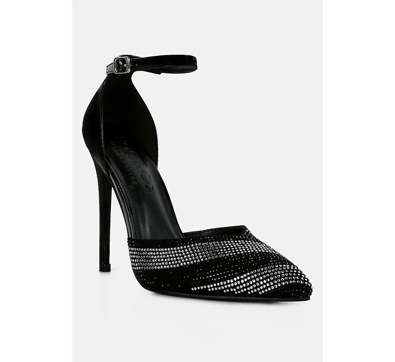 Nobles Womens Rhinestone Patterned Stiletto Sandals