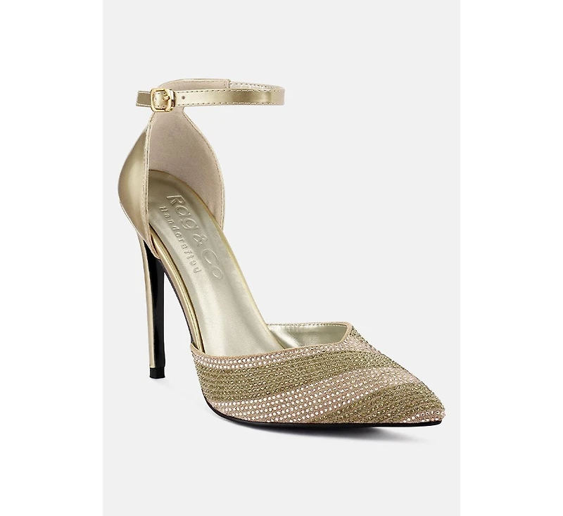 Nobles Womens Rhinestone Patterned Stiletto Sandals