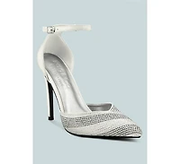 Nobles Womens Rhinestone Patterned Stiletto Sandals