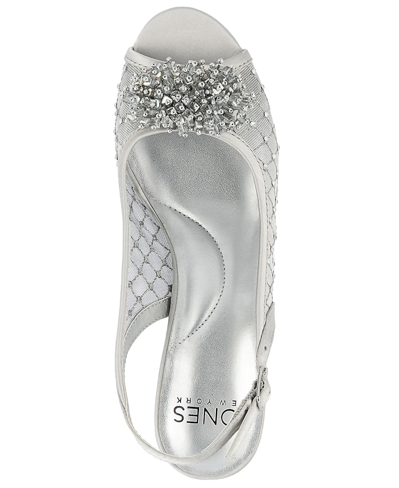 Jones New York Women's Breena Embellished Peep Toe Slingback Pumps