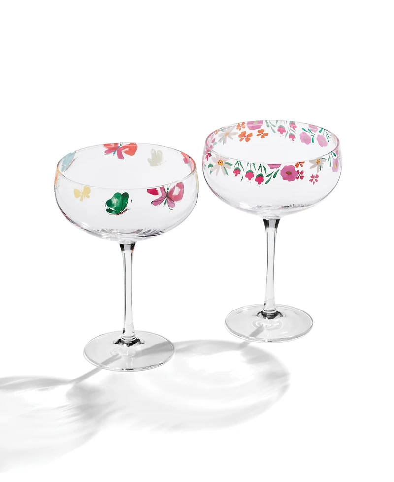 Cambridge Floral Bright Coupe Glasses, Set of 2