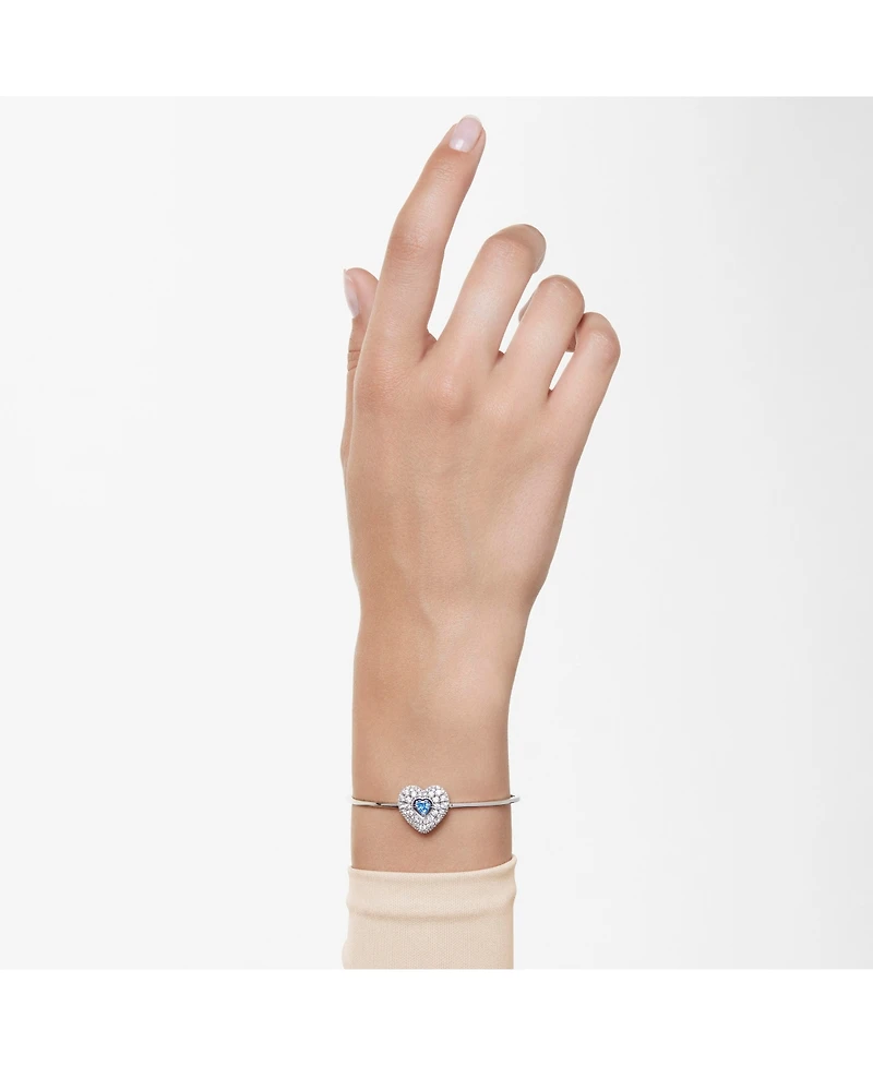 Swarovski Hyperbola Bangle, Heart, Blue, Rhodium Plated
