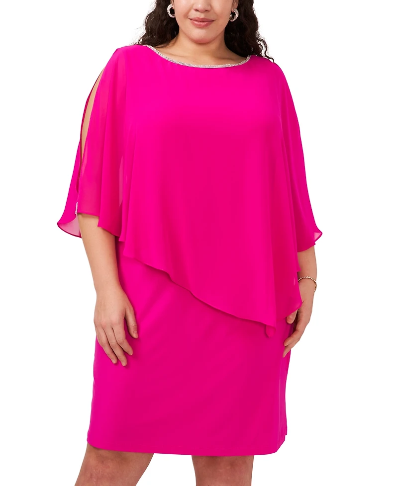 Msk Plus Size Embellished Chiffon-Overlay Dress