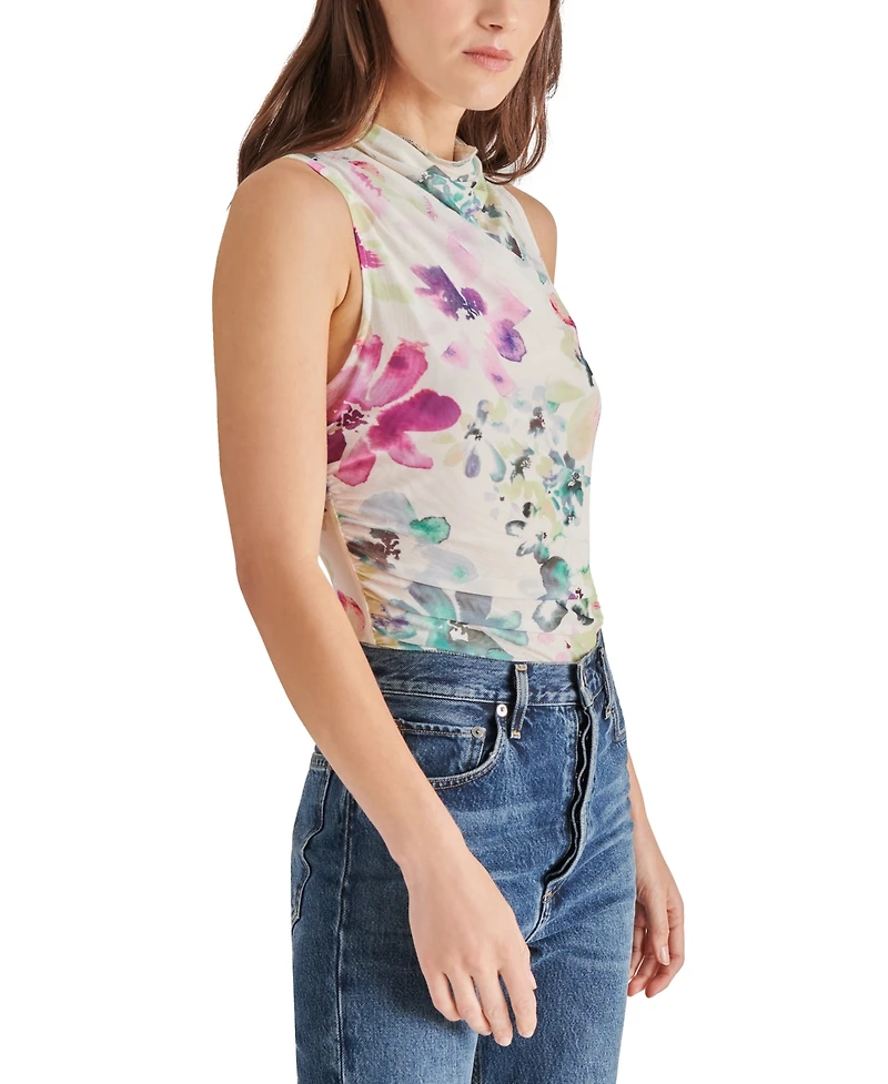 Steve Madden Women's Dalia Floral-Print Draped-Neck Bodysuit