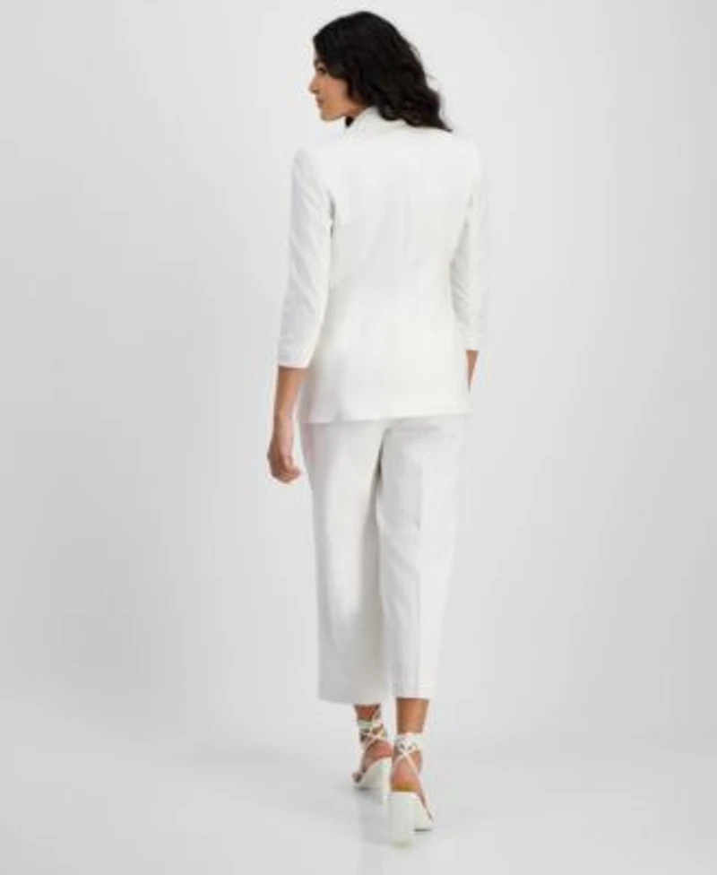Bar Iii Womens Faux Double Breasted Jacket Satin Bow Blouse Pull On Pants Created For Macys