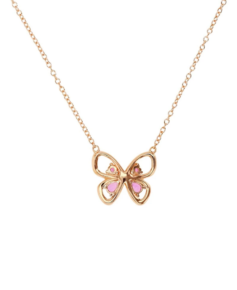 Lab-Grown Pink Sapphire Openwork Butterfly 18" Pendant Necklace (1/2 ct. t.w.) in 14k Rose Gold-Plated Sterling Silver