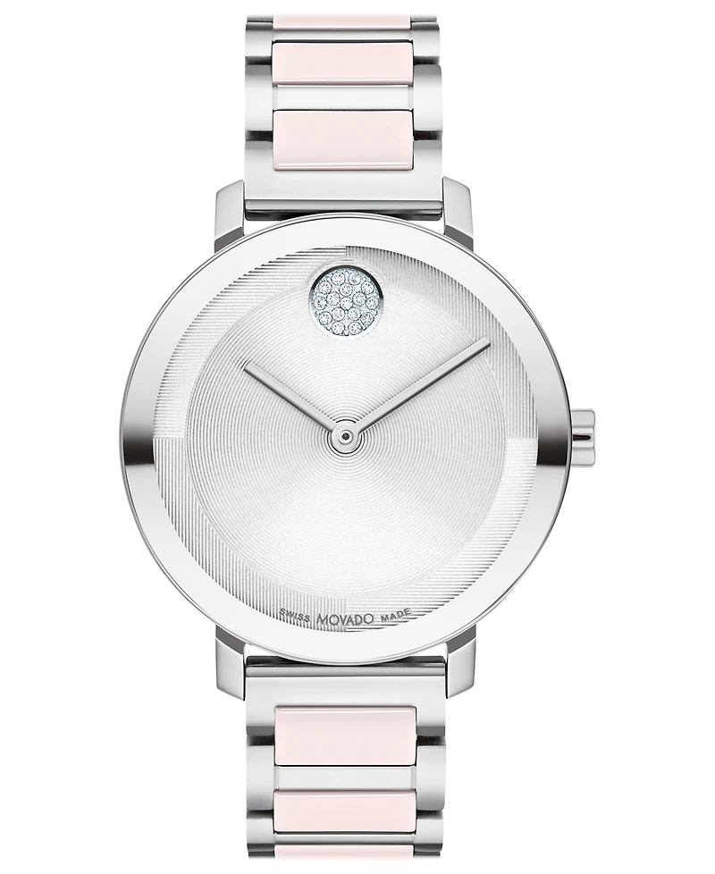 Movado Women's Swiss Bold Evolution 2.0 Blush Ceramic & Stainless Steel Bracelet Watch 34mm