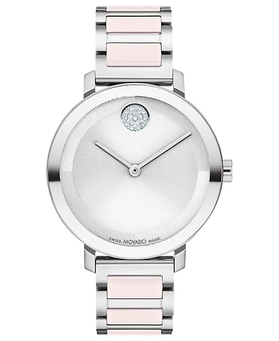 Movado Women's Swiss Bold Evolution 2.0 Blush Ceramic & Stainless Steel Bracelet Watch 34mm