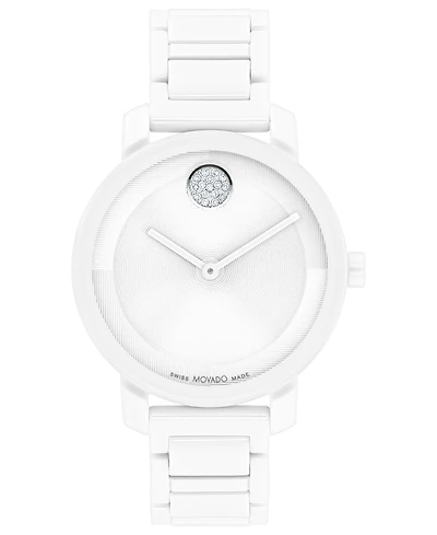 Movado Women's Swiss Bold Evolution 2.0 White Ceramic Bracelet Watch 34mm