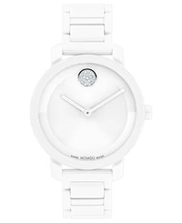 Movado Women's Swiss Bold Evolution 2.0 White Ceramic Bracelet Watch 34mm