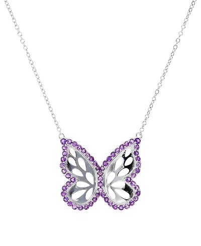 Amethyst Openwork Butterfly 18" Pendant Necklace (1-1/5 ct. t.w.) in Sterling Silver