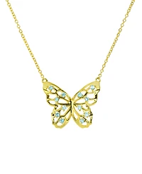 Swiss Blue Topaz Openwork Butterfly 18" Pendant Necklace (1/2 ct. t.w.) in 14k Gold-Plated Sterling Silver