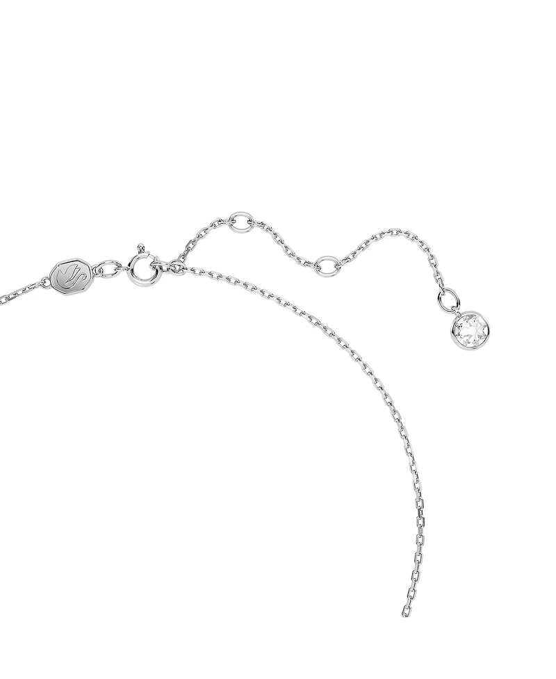 Swarovski Rhodium Plated Square Cut Color Birthstone Pendant Necklace