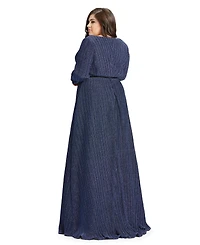 Women's Plus Midnight Shimmering V-Neck Evening Gown