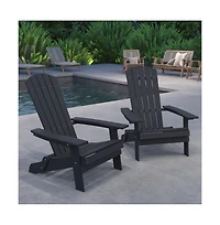 Set Of Riviera Poly Resin Folding Adirondack Lounge Chair