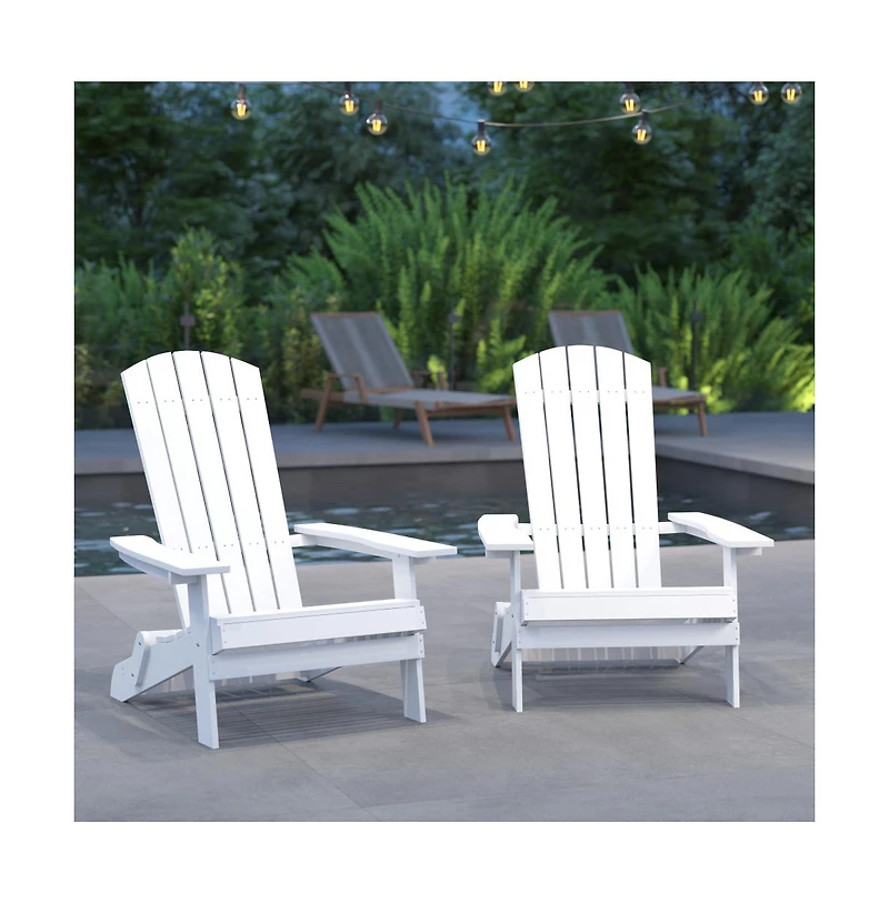 Set Of Riviera Poly Resin Folding Adirondack Lounge Chair