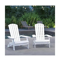 Set Of Riviera Poly Resin Folding Adirondack Lounge Chair