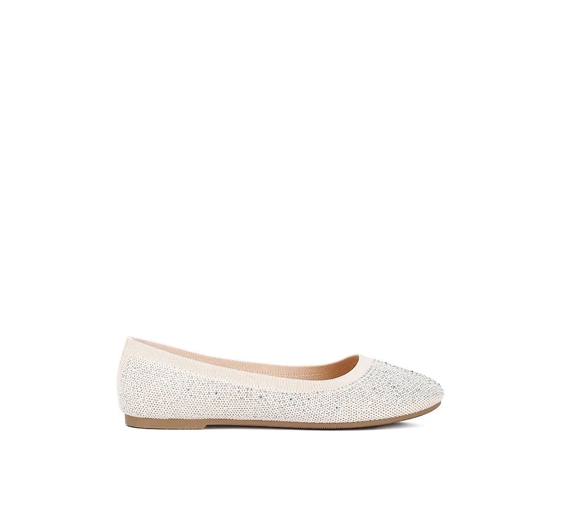 Splash rhinestones embellished ballet flats