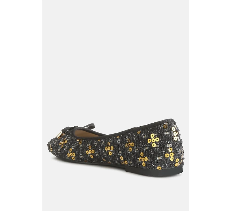 florent sequin flat bow ballerinas