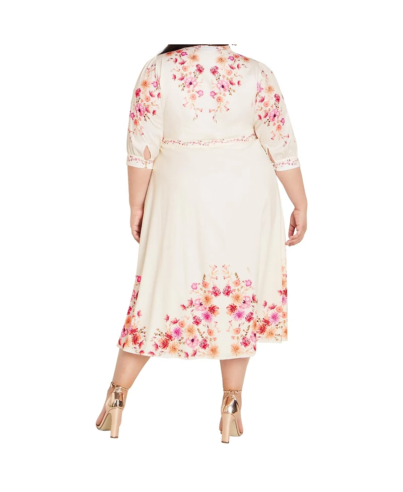 City Chic Plus Annabelle Button Down Floral Midi Dress