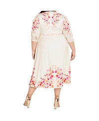 City Chic Plus Annabelle Button Down Floral Midi Dress