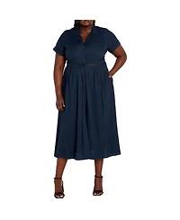 City Chic Plus Malia Collar Cut Out Shirt Dress