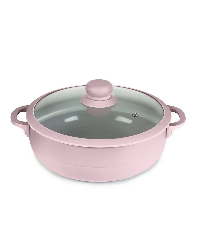 Sedona Kitchen Aluminum 3.5 Qt Caldero with Silicone Rim Glass Lid and Silicone Handle Holder